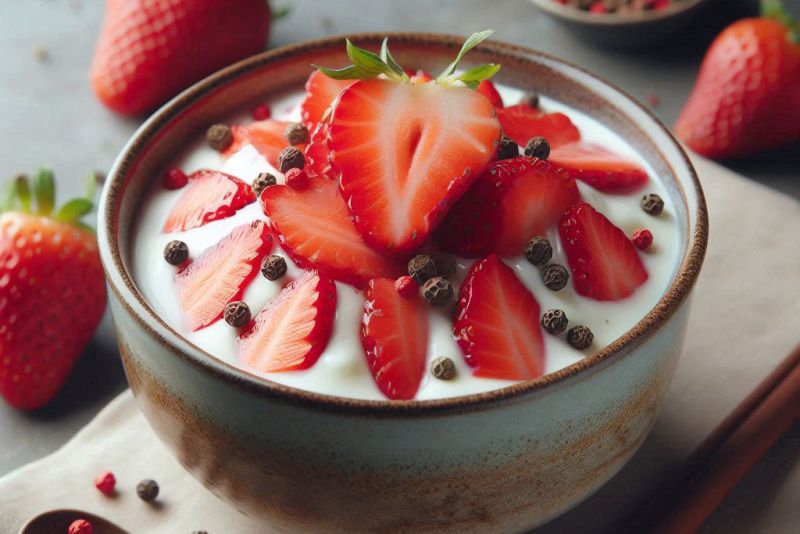 Yaourt à la fraise au poivre de Sechuan